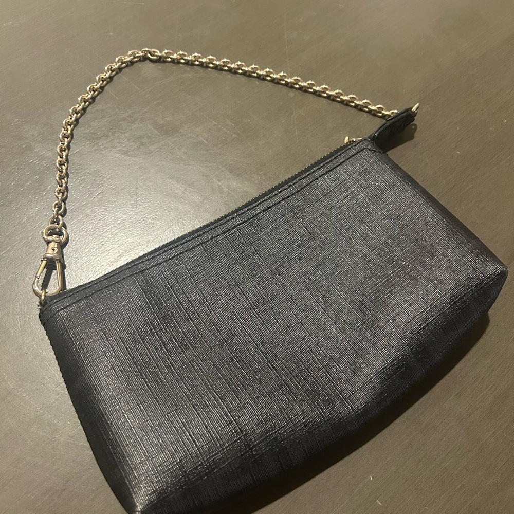 Fendi Black Zucca Pochette with Chain Strap